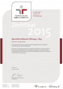 Zertifikat Beruf und Familie - Mansfeld-Löbbecke-Stiftung Zertifikat